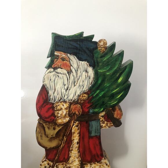 Signed & Numbered Santa Claus Hand painted Wood Folk Art Primitive Christmas VTG - Picture 2 of 5